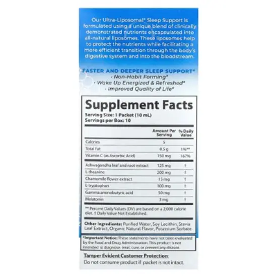 Aurora Nutrascience Ultra-Liposomal&reg;, Sleep Support, 10 Packets, 0.34 fl oz (10 ml) Each image {1}