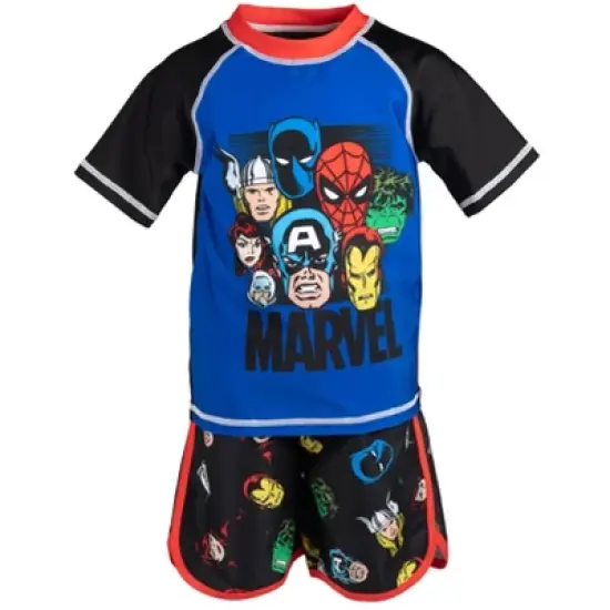 Marvel Avengers Iron Man Black Panther Thor Rash Guard and Swim Trunks Outfit Set Toddler image {4}
