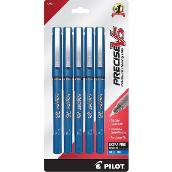 Pilot Precise V5 Rollerball Pens Extra Fine Point Blue Ink 5 Pack (26011) 379732 image {4}