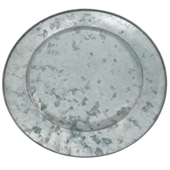 Saro Lifestyle Gold Rim Galvanized Charger, 13" &Oslash; Round, Silver (Set of 4) image {1}