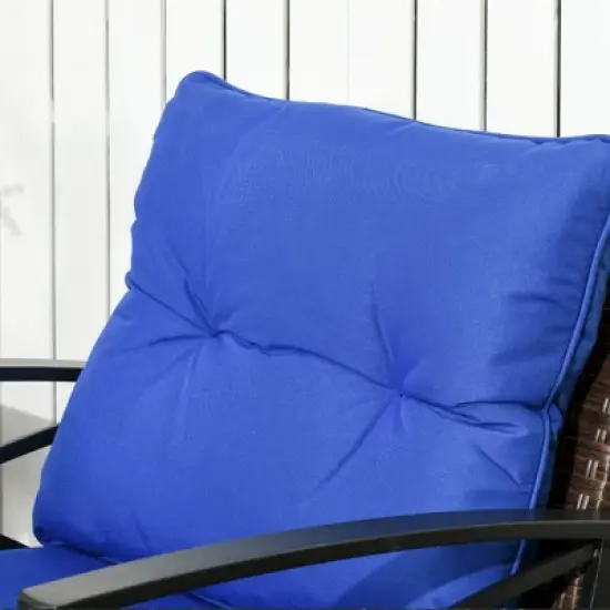 Outsunny 3 Piece Rocking Wicker Bistro Set, Outdoor Patio Furniture Set with two Porch Rocker Chairs, Cushions, Two-Tier Coffee Table image {4}