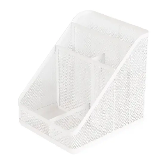 Mesh Medium Desktop Organizer White - Brightroom&trade;: Steel Desk Tool Holder for Office Organization & Accessories image {1}