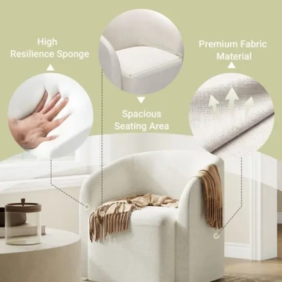 Green Swivel Barrel Accent Chair, Upholstered 360&deg; Rotating Armchair for Living Room, Bedroom, Office, or Waiting Area &ndash; No Assembly Needed image {5}