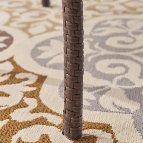 Collins 5pc Acacia Wood & Wicker Dining Set - Teak/Brown - Christopher Knight Home image {3}