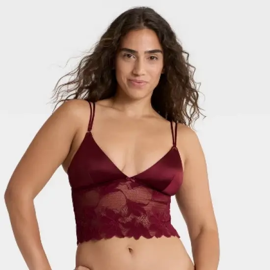 Women's Satin and Lace Removable Pad Longline Bralette - Auden&trade; image {5}