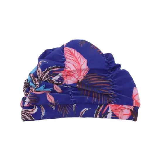 Unique Bargains Polyester Leaves Pattern Swim Cap 5.91"x9.25" Blue Pink 1 Pc image {5}