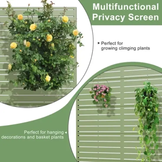 Lirago 72 in. Galvanized Metal Outdoor Privacy Screens Garden Outdoor Fence Green image {2}