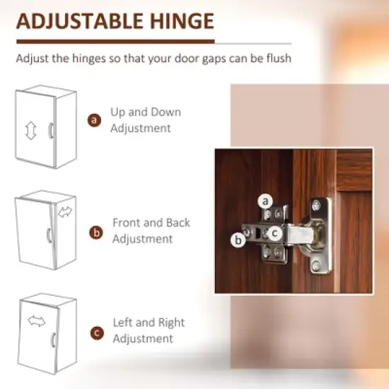 Yukimo 63" 2-Door Kitchen Pantry Storage Cabinet, 5-Tier Shelving with 2 Adjustable Shelves, Brown image {7}