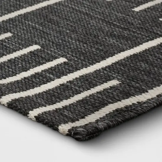 7'x10' Striped Checks Outdoor Rug Charcoal Gray - Threshold&trade; image {2}