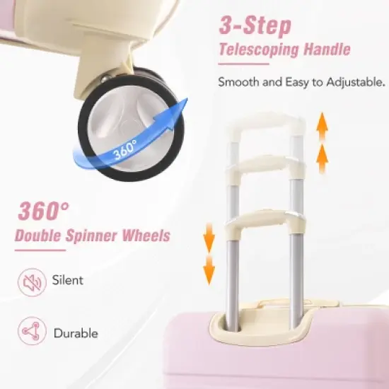 Ridstar Set of 4 Lightweight Hardshell Luggage with Spinner Wheels and TSA Lock-Light Pink image {2}