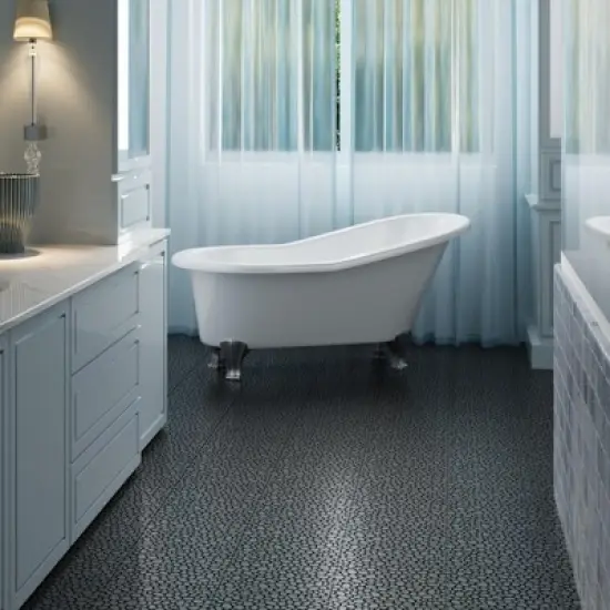 12 x 12 Inch Black Interlocking Deck Tiles &ndash; Waterproof Plastic Outdoor Decking Tiles with Pebble Stone Pattern, 60-Pack image {1}