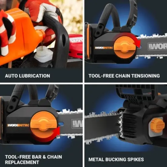 Worx Nitro WG350.9 20V Brushless 12" Cordless Chainsaw image {4}