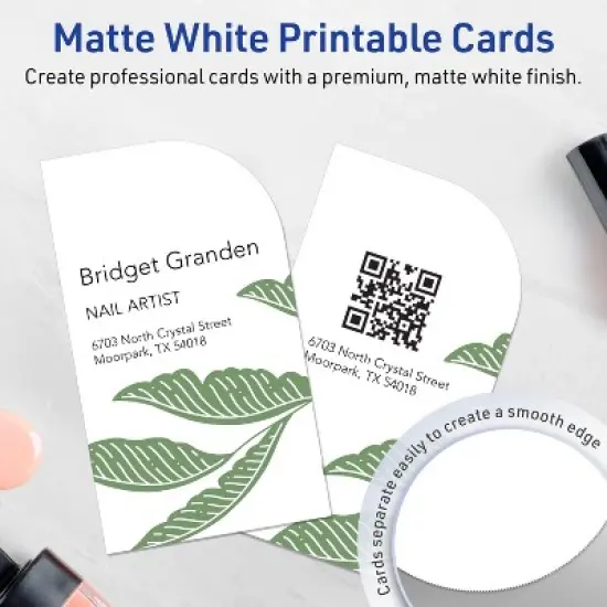Avery Rectangle Business Cards, 2" x 3-1/2", Matte White, 80 Total image {2}