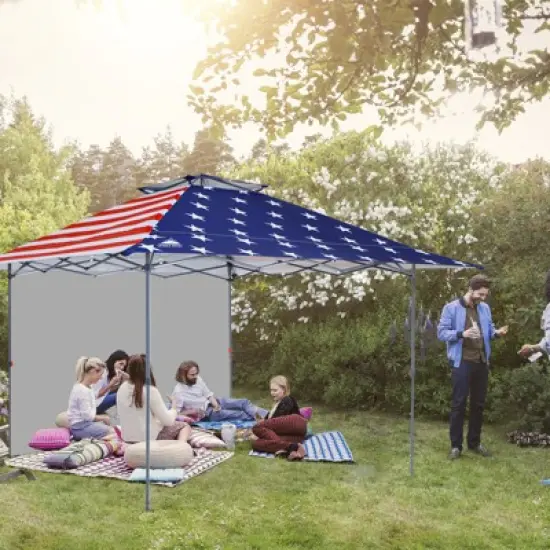 EAGLE PEAK 13'x13' Pop up Canopy Tent w/ One Wall,Portable Sun Shelter for Camping image {6}