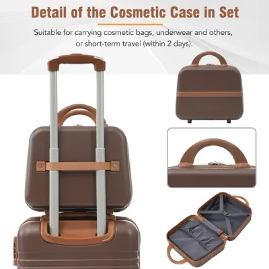 Gulches 3-Piece Hardshell Luggage Set - Lightweight Spinner Suitcases with TSA Lock - Brown - 20" & 24" image {6}