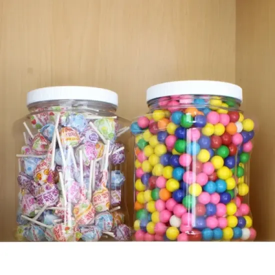 Cornucopia Brands-64oz Square Clear Plastic Canisters with White Lids 3pk image {1}