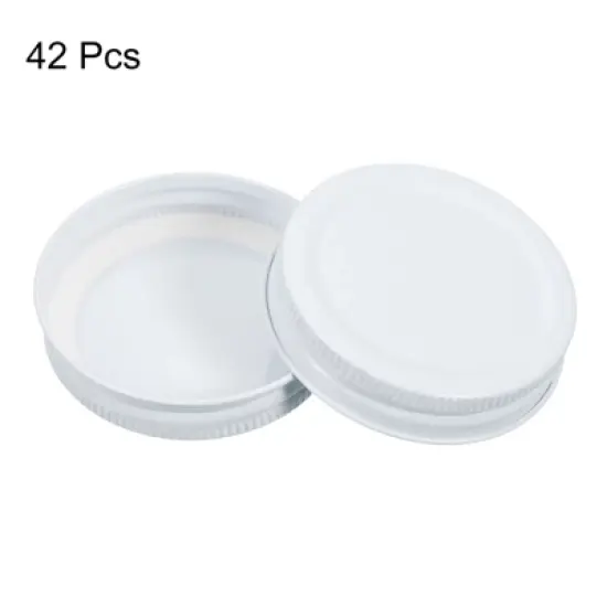 Unique Bargains Leakproof Kitchen Storage Regular Mouth Tinplate Cap Mason Jar Lids 42 Pcs 2.76" image {2}