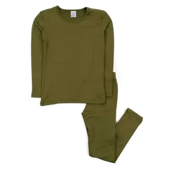 Leveret Kids Two Piece Boho Solid Color Thermal Pajamas image {3}