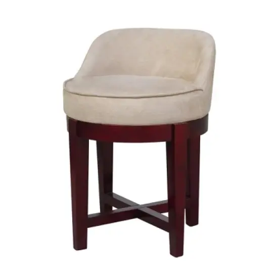 Bathroom Vanity Microfiber Swivel Chair with Solid Wood Legs Light Beige - Teamson Home image {3}