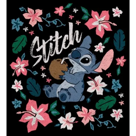 Girl's Lilo & Stitch Floral Poster Crop T-Shirt image {1}
