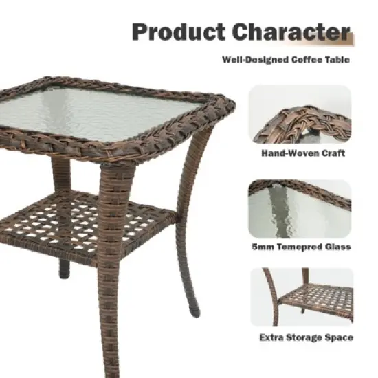 Buenhomino Patio Furniture Set,7 Piece Patio Furniture Set with Fire Pit Table,PE Wicker Patio Conversation Set with Rocking Chairs image {9}