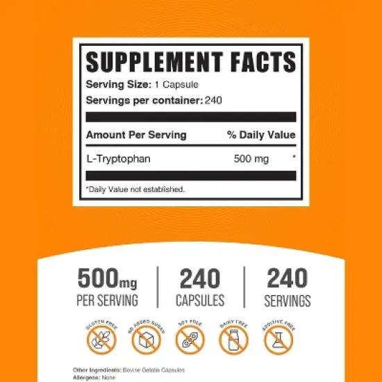 BulkSupplements L-Tryptophan Capsules image {1}