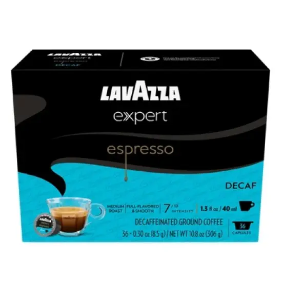 Lavazza Expert Espresso Decaf Capsules, Medium Roast, Arabica and Robusta Blend, Compatible with Lavazza Classy Machines (36 Capsules) image {8}