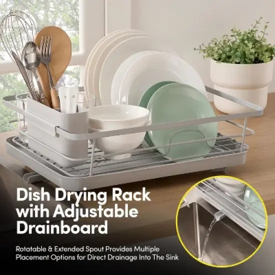 3-Piece Multi-Functional Dish Drying Rack with Drain Board & Utensil Holder image {3}