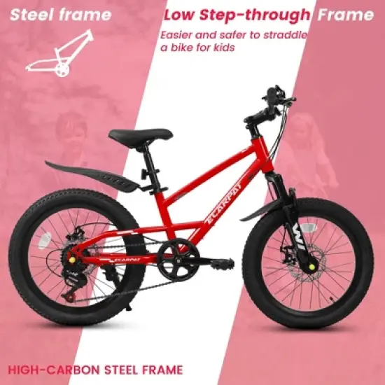 Gulches Kids Bike for 5-10 Years (4'-4'7" Rider), 20"&times;2.125" Tires, 7-Speed Thumb Shifters, Front Disc Brake, 85% Pre-Assembled image {7}