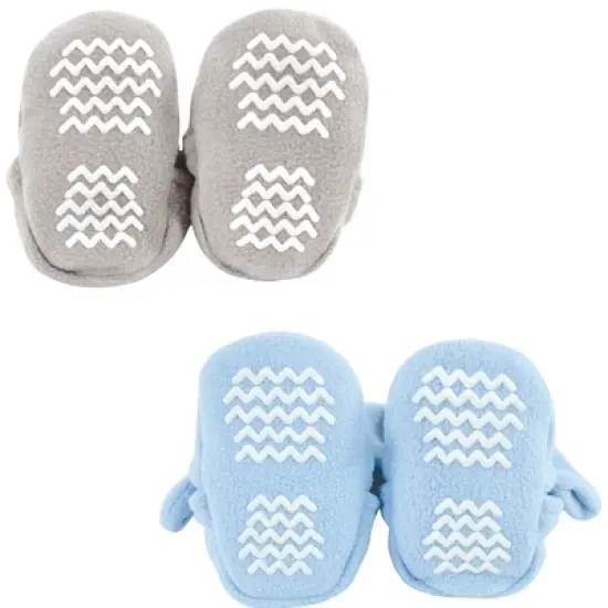 Hudson Baby Infant Boy Animal Fleece Booties 2-Pack, Blue Elephant Hippo image {4}