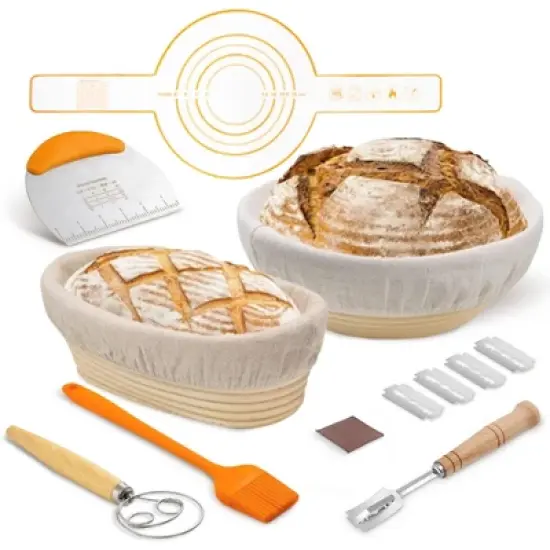Cheer Collection Complete Bread Proofing Basket Set &ndash; Round & Oval Banneton Baskets with Essential Baking Tools for Artisan Sourdough Bread image {7}