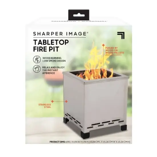 Sharper Image Tabletop Wood or Pellet Burning Outdoor Fire Pit Silver image {3}
