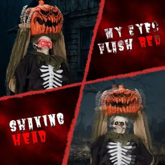 Karl Home 5.6ft Halloween Decorations Outdoor Animatronics Ghost with Pumpkin Head image {3}