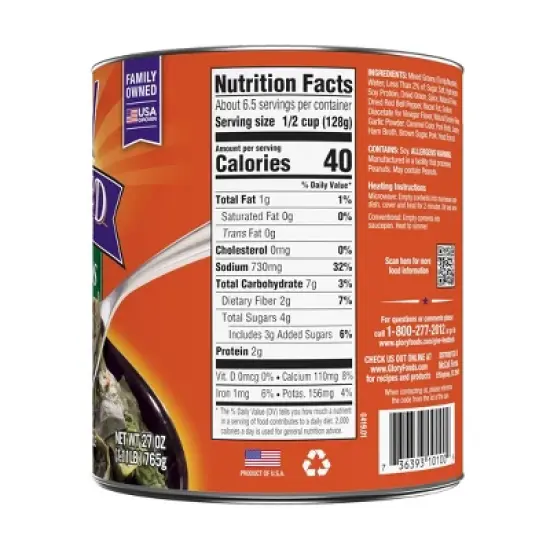 Glory Gluten Free Foods Seasoned Southern Style Mixed Greens 27oz image {1}