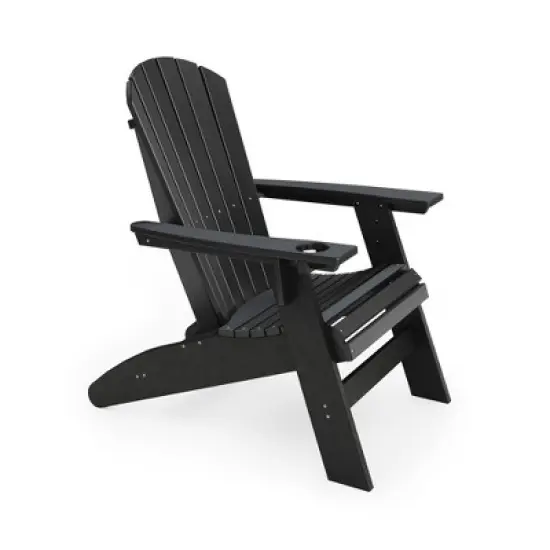 Black Adirondack Chair &uml;C Sturdy HDPE Poly Lumber for Poolside, Patio, and Garden Relaxation image {5}