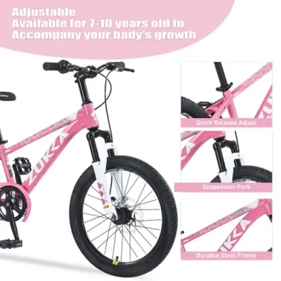 Gulches Kids' Bike for 7-10 Yrs (44-56" Height), Durable Steel Frame, Double Disc Brakes, Suspension Fork, 85% Pre-Assembled image {5}
