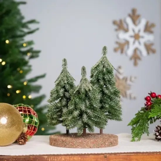 Northlight Icy Downswept Pine Trio of Trees Christmas Decoration - 8" - Unlit image {1}