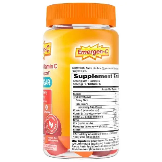 Emergen-C Zero Sugar Assorted Fruit Gummy Vitamins - 36ct image {8}