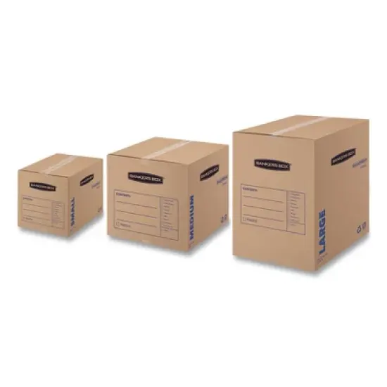 Bankers Box SmoothMove Basic Moving Boxes, Regular Slotted Container (RSC), Medium, 18" x 18" x 16", Brown/Blue, 20/Bundle image {4}