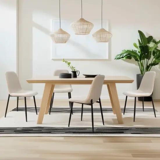 Set of 4 Upholstered Dining Chairs with Metal Legs, Modern Fabric Accent Kitchen Chairs for Dining Room or Small Spaces-Maison Boucle image {8}