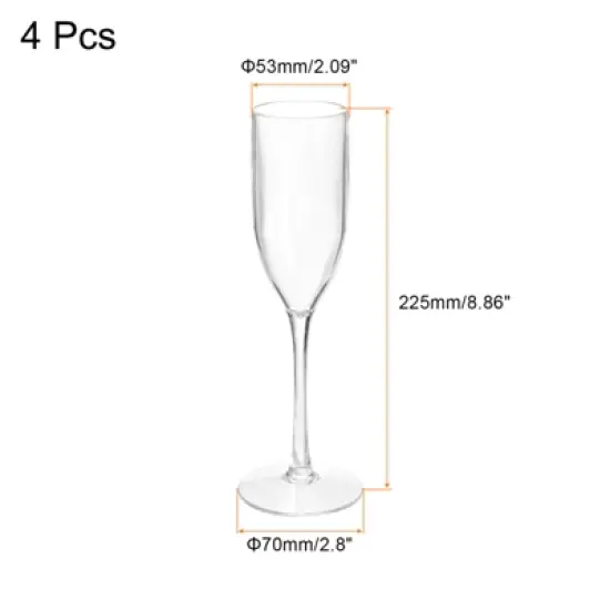 Unique Bargains Lightweight Elegant Champagne Flutes with Long Stem 4 Pcs image {1}