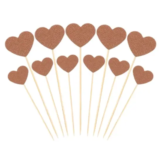 Unique Bargains Wedding Engagement Birthday Decoration Heart Shape Cupcake Toppers Picks 50 Pcs image {12}