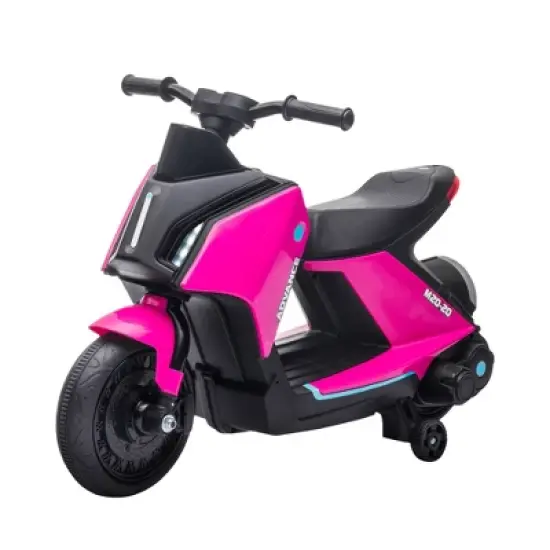 Aosom 6V Kids Motorcycle Dirt Bike Electric Battery-Powered Ride-On Toy Off-road Street Bike with Music, Headlights, Rechargeable Battery, Training Wheels, for Ages 2-4, Pink image {3}