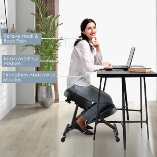 Costway Ergonomic Kneeling Chair Adjustable Stool Memory Foam Angled Seat image {3}