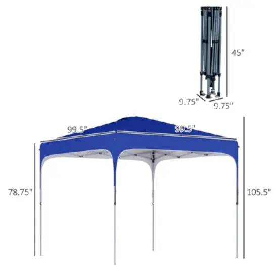 DSVIMOY 8'*8' Pop Up Canopy Tent with Carry Bag and 4 Sand Bags, Instant Tents for Parties, Height Adjustable, Blue, 99.5"*99.5"*105.5" image {2}