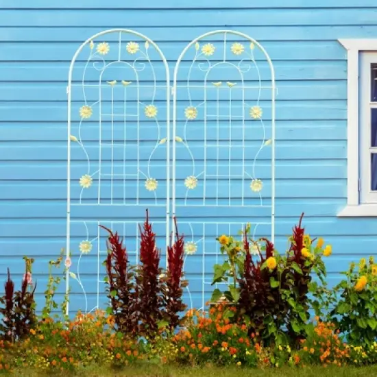 Lirago 4 Pack Metal Garden Trellis Rustproof Climbing Plant Support for Outdoor Flowers Vines Vegetables White Powder Coated 71"H x 19.7"W x 1"D image {3}