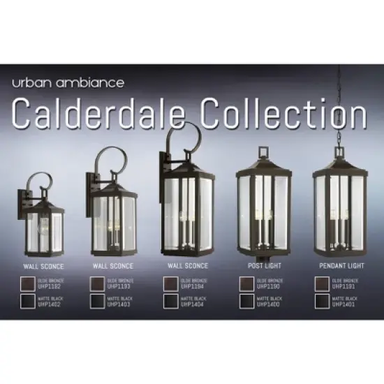 Urban Ambiance Luxury Transitional Outdoor Wall Sconce 21.75''H x 7''W,  Midnight Black Finish,  Calderdale Collection, UHP1403 image {8}