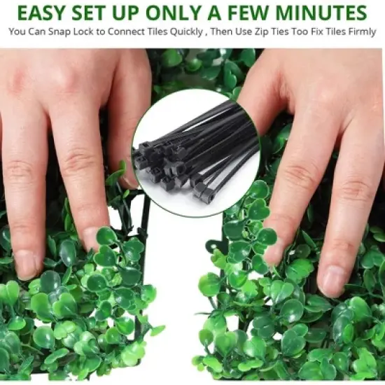 12PCS 10"x10" Grass Wall Artificial Boxwood Panels Wall Hedge Decor With Zip Ties image {4}