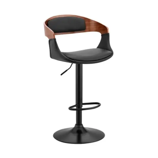 Benson Adjustable Counter Height Barstool with Faux Leather Seat - Armen Living image {8}