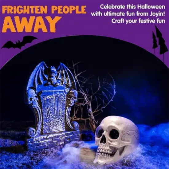 Joyfy Halloween Skeleton Decorations 7.5" Plastic Skull Human Head Bone Indoor Outdoor Decor Spooky Scene Party Favors Haunted House Graveyard Props image {3}